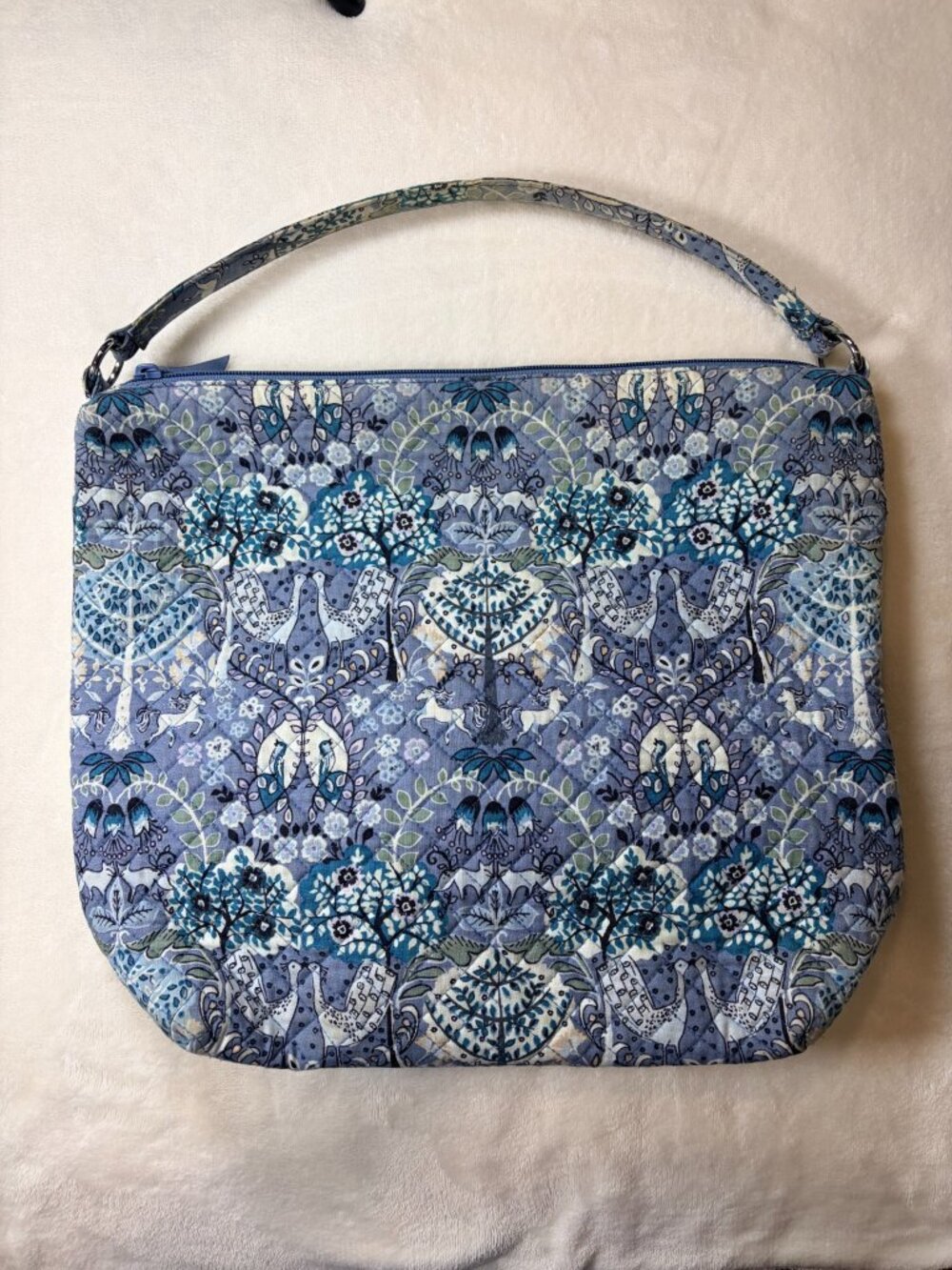 Vera Bradley Enchantment Blue Oversized Hobo Shoulder Bag Quilted Cotton